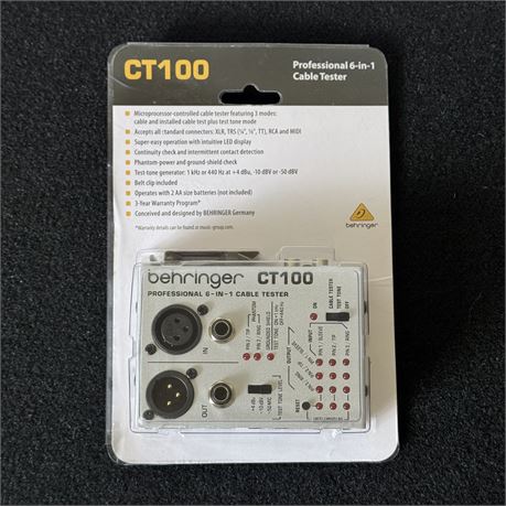 New Behringer CT100 Professional 6-in-1 Cable Tester
