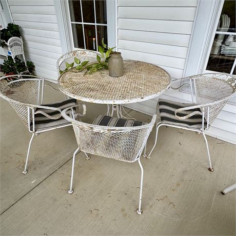 Vintage 5-Piece Metal Outdoor Table and Chairs