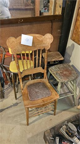 Vintage Vinyl Step Chair and Stools & Side Chair