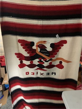 Vintage Wool Fringed Mexico Blanket/Serape