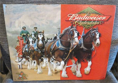 Budweiser Clydesdales Tin Beer Sign