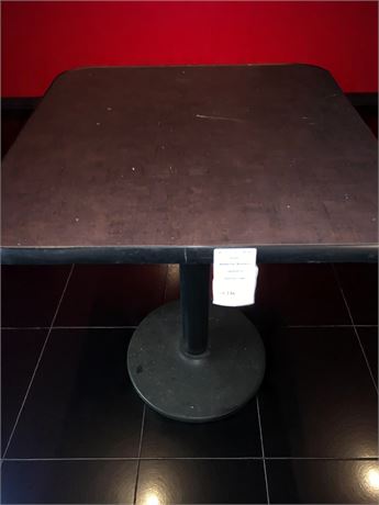 Square Retro Style Pedestal Restaurant/Pub Table Maroon & Black