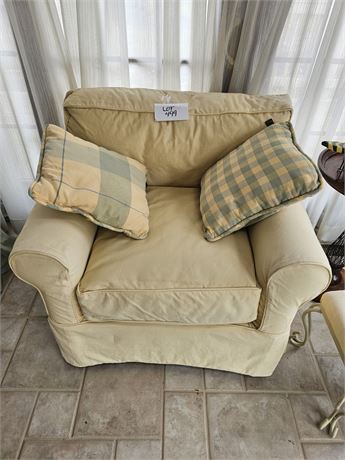 Arhaus Furniture Sage Green Stripe Side Chair with Custom-Made Furniture Covers