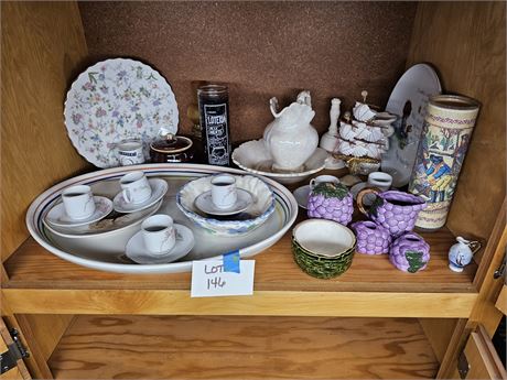 Mixed Home Lot:Large Platter/Candles/Collector Plates/Pitcher & Basin + More