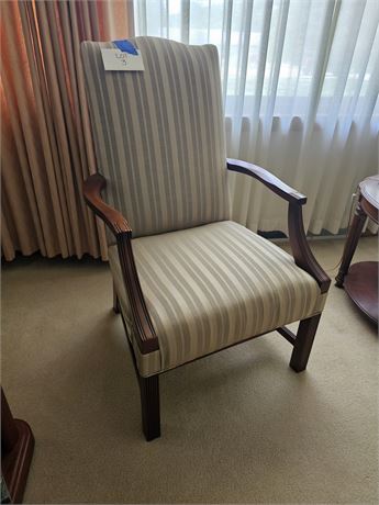 Fairfield Taupe Stripe High-Back Side Chair