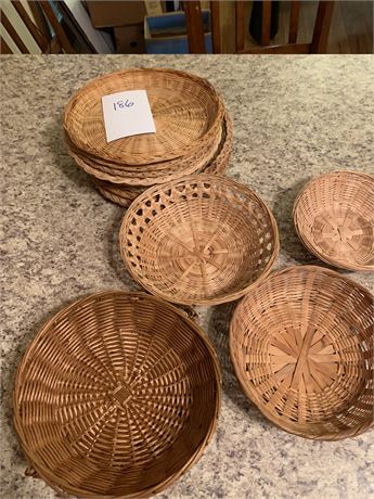 Wicker Basket Lot and Vintage wicker Paper plate Holders