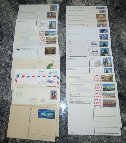 Assorted Stamped Postcards From The United Nations