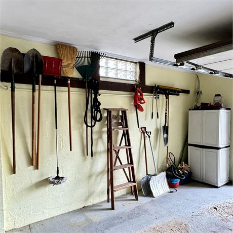 Garage Wall Cleanout - Yard Tools, Shovels & More