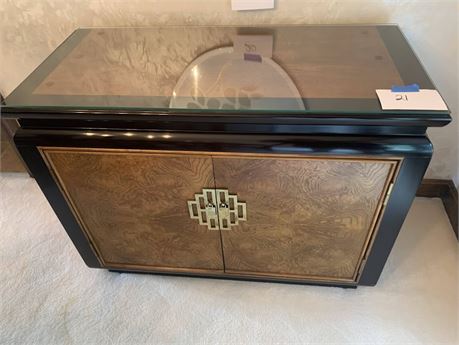 Century Furniture Chin Hua Black Lacquer & Burlwood Small Credenza/Cabinet