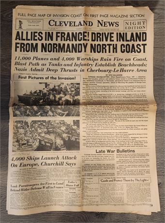 Cleveland News Normandy Invasion Newspaper