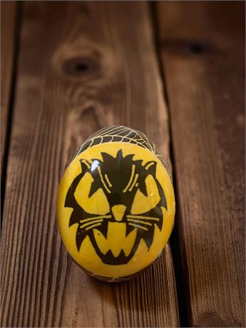Hand-Painted Halloween Cat Egg