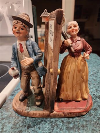 Vintage Porcelain Drunk Husband & Angry Wife Figurine