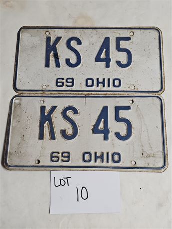 Vintage Ohio 1969 License Plates