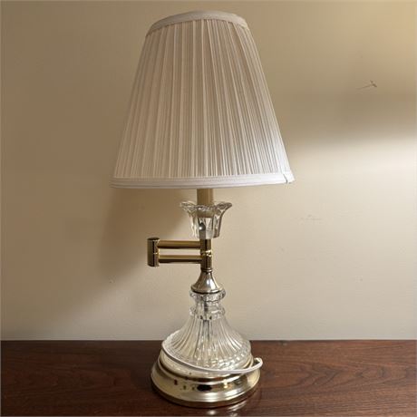 20”H Heyco Brass-Toned & Glass Swing Arm Table Lamp