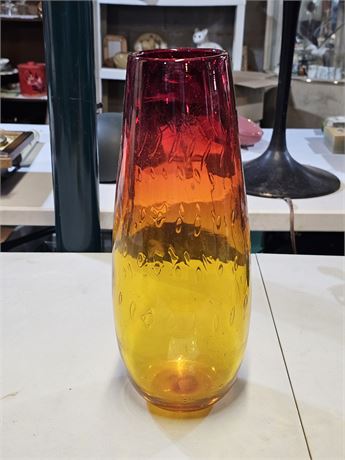 Vintage 60's-70's Blenko Controlled Bubble Amberina Floor Vase