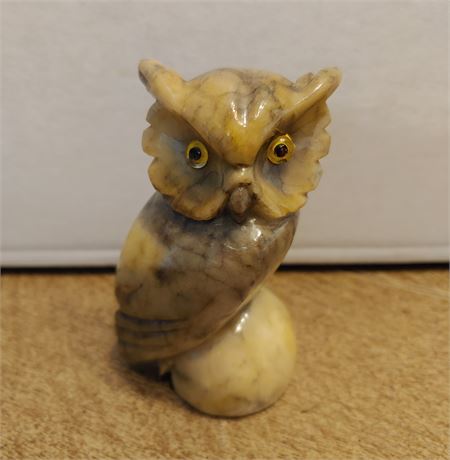 Hand Carved Italian Alabaster Owl