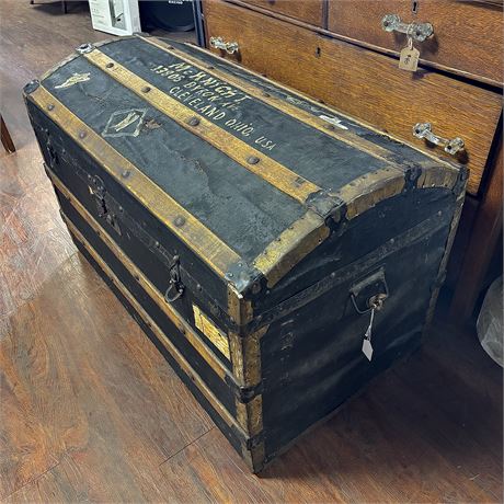 The Viking Antique Humpback Steamer Trunk