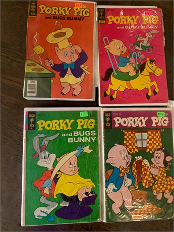 Vintage Gold Key Comics Porky Pig/Bugs Bunny Comic Books Lot of 4