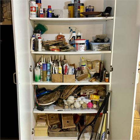 Cabinet Cleanout - Sporting Goods, Caulk, Misc.