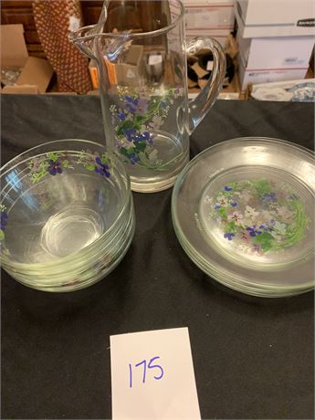 Sweet Vintage Avon "Wild Violets" Pitcher Plates and Bowls Set