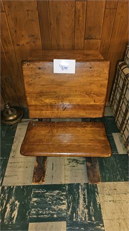 Antique Wood School Desk