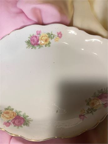 Vintage Rose Floral Ceramic Platter By East Liverpool Potteries Company