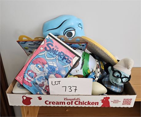 Mixed Smurf Lot - DVDs, Cereal, Slippers, Football & More - Manufacturers & Ages