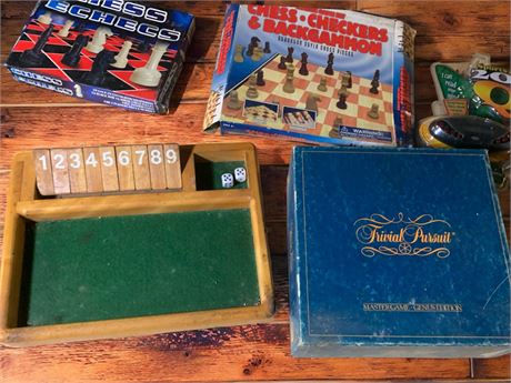 Board Game Lot - Chess, Trivial Pursuit, Backgammon, Checkers, Chess