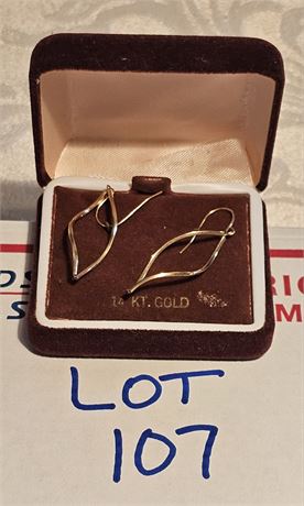 14K Gold Twist Hoop Earrings 0.7 DWT