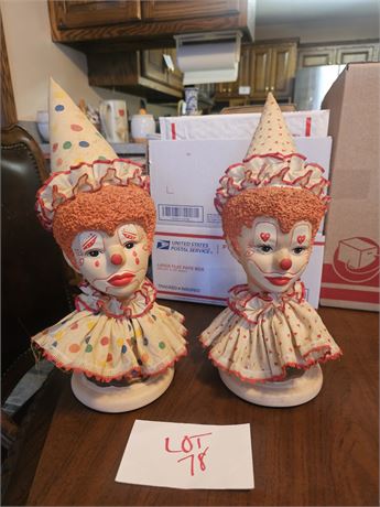 Vintage Clown Ceramic Head Busts