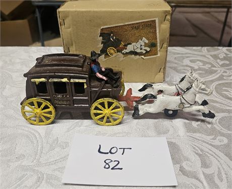 Vintage Cast Iron Stagecoach With Box