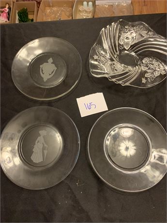 Vintage Avon Clear Etched Glass Plate/Bowl Collection