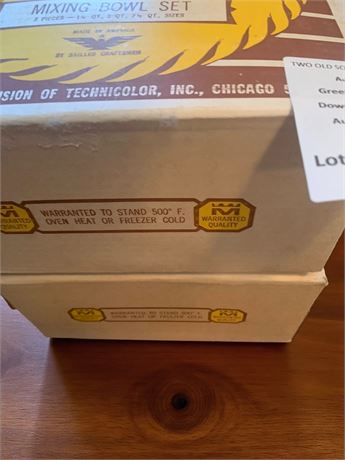 Mar-crest Old Fashioned Stoneware Mixing Bowl Set Lot of 2 Original Boxes