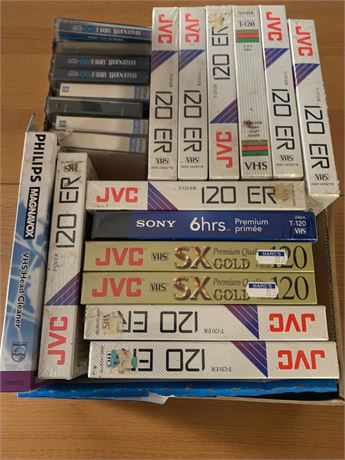 JVC, Sony, Philips Magnavox, and Maxell Blank VHS Tape Lot - Most Are Sealed