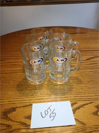 (6) Heavy Glass A&W Rootbeer Glasses