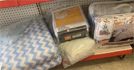 Bedding Lot - Chevron Pattern, Box Spring Cover, Floral Quilt & More
