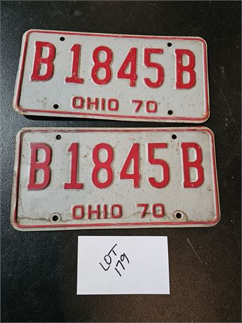 Vintage 1970 Ohio License Plate Set