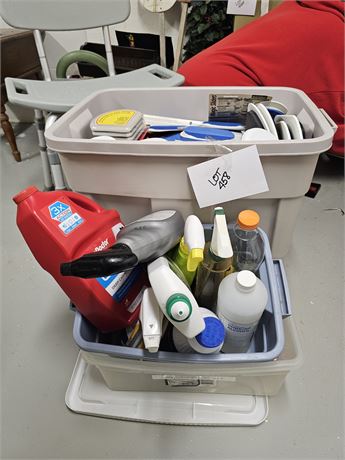 Large Bins Full of Household Supplies / Cleaners & Chemicals