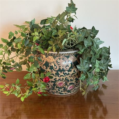 Hand Painted Ceramic Planter or Decorative Bowl - 8" x 7"