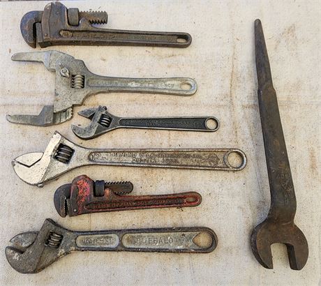 Vintage Wrenches: 2 Diamond, 1 Rigid, 1 Buffalo