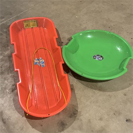 Plastic Disc and Toboggan Style Sled