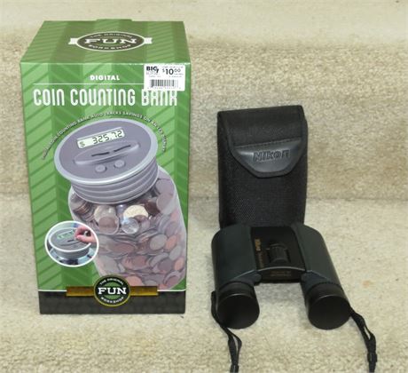 Nikon Binoculars, Coin Counting Bank