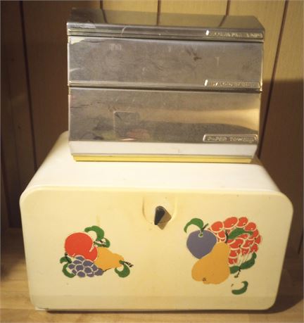 Vintage Bread Box, Paper Towel, Foil, Wax Paper Holder