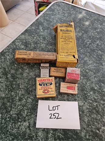 Mixed Vintage/Antique Boxes – Turpentine, Thayer's, Rheumatic/Malarial Box