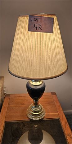 Faux Brass & Navy Table Lamp