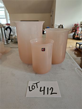 Crist Allerie Pink Glass Vase Trio Set