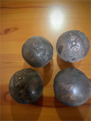 Carved Wood Balls - Architectural Salvage