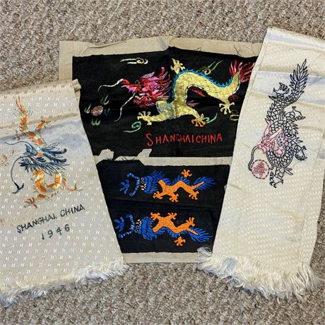 WWII Era Chinese Shanghai Dragon Memorabilia - Scarves/Wraps & Large Patches