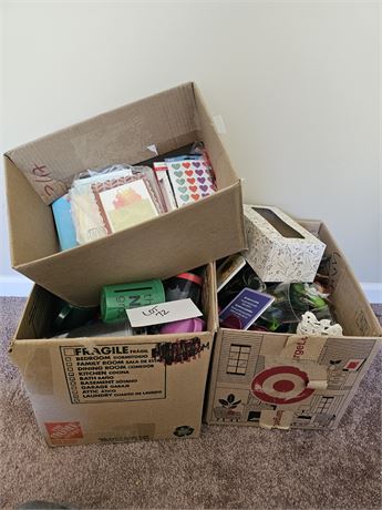 Mixed Box Lot- Greeting Cards, Sippy Cups, Plastic Cups, Decor & More