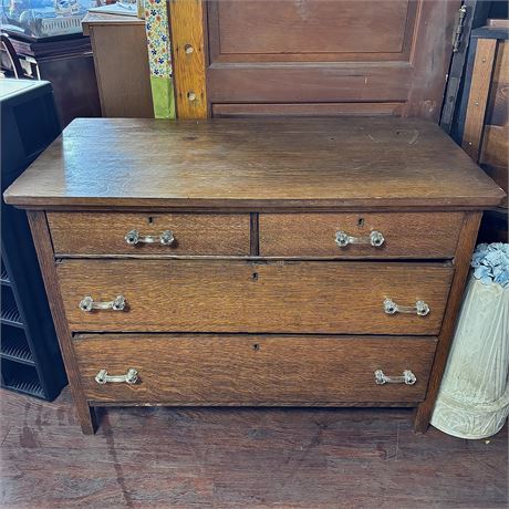Antique Four Drawer Solid Wood Dresser w/ Original Hardware